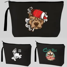 

Women Makeup Bag Fashion Cosmetic Bag Organizer Make Up Case Canvas Strap Beauty Pouch Cute Dog Print Beautician Toiletry Bags