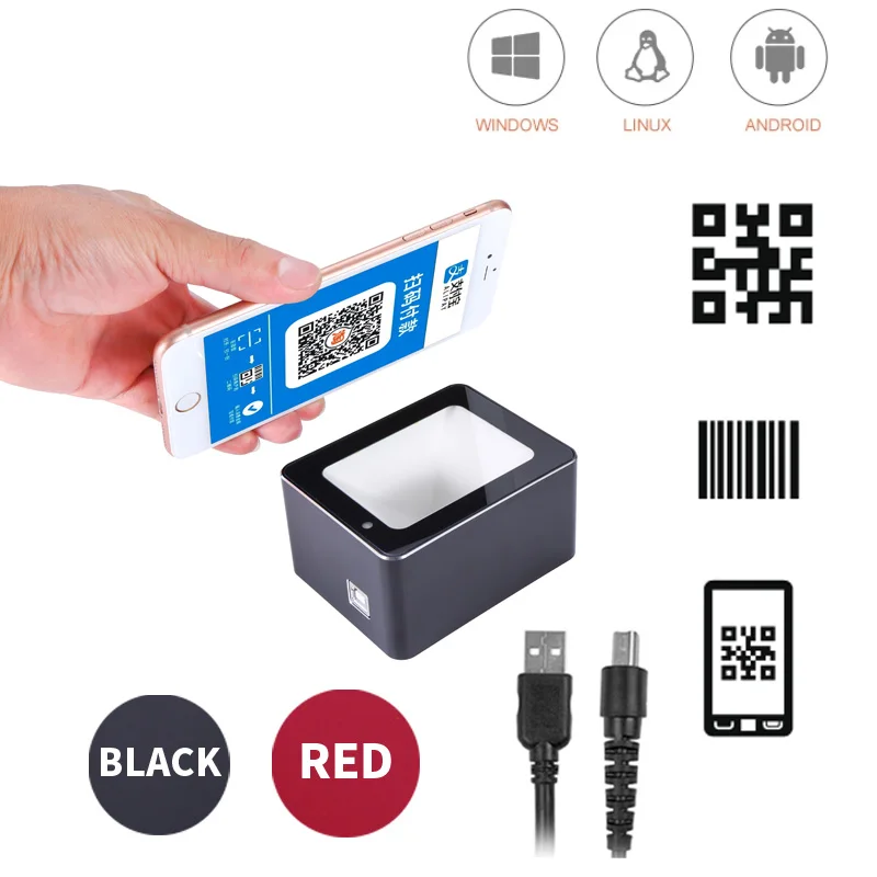 Desktop Barcode Reader com Interface Usb Wired High-end Scanner Mais Barato 2d Cmos qr Code Caixa de Pagamento