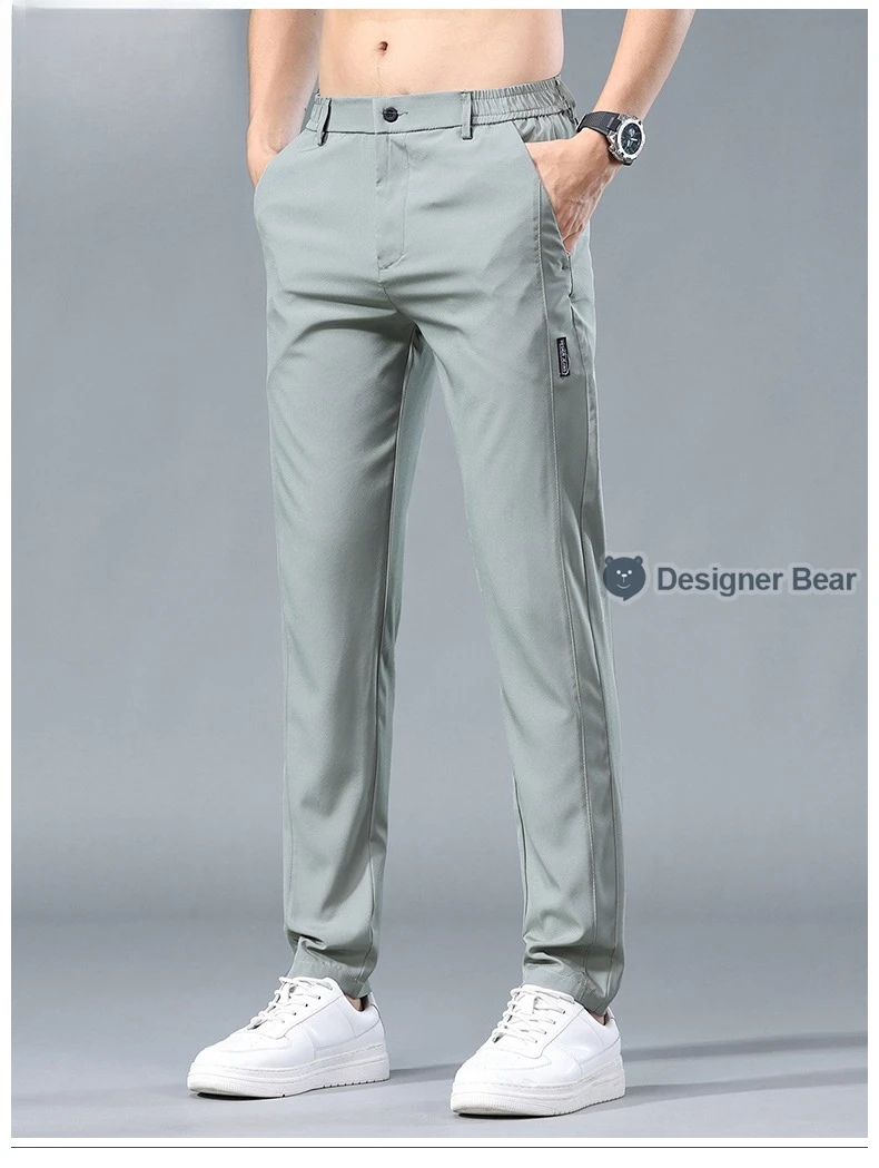 Sommerliche, dünne Herren-Freizeithose, Jogginghose, schnell trocknend, elastische Taille, Sport- und Outdoor-Laufhose für Herren, Grün, Grau, Schwarz – Detail 19
