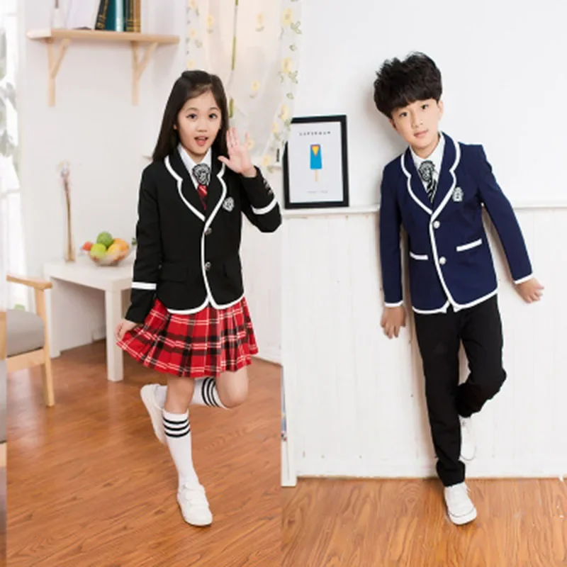 New Autumn uniform school Children suits boys and girls school uniforms jacket student british style suit