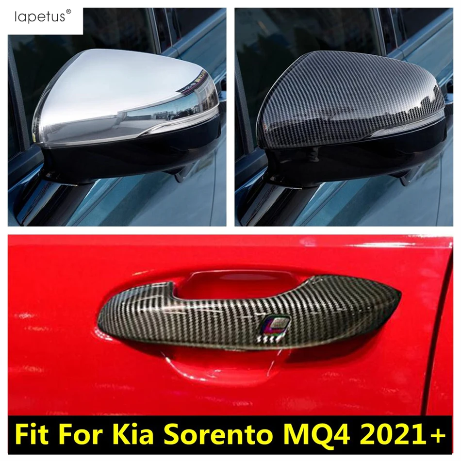 

Rearview Mirror Cap Shell / Door Handle Bowl Cover Trim For Kia Sorento MQ4 2021 2022 2023 ABS Chrome /Carbon Fiber Accessories