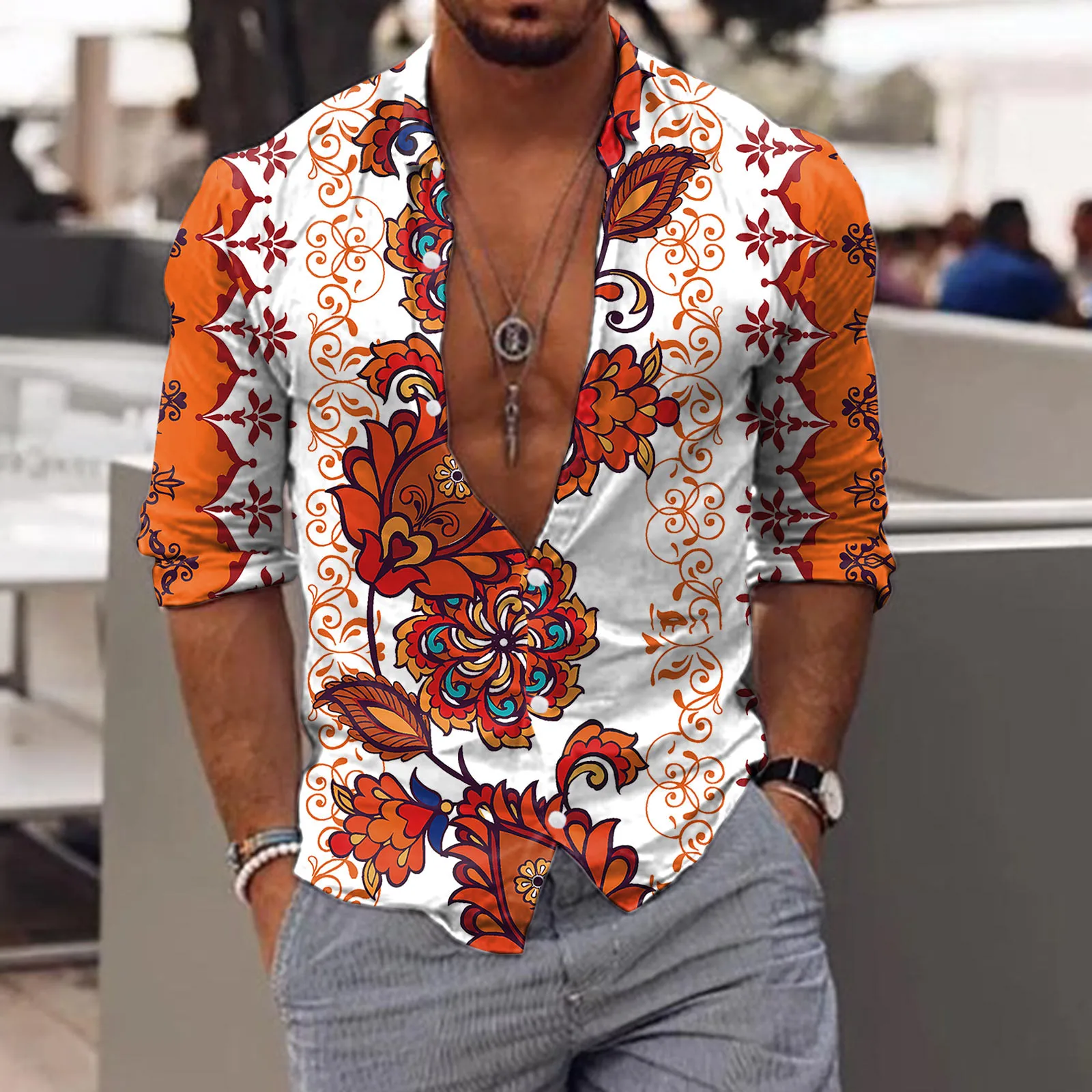 Mens Long Paisley Shirt | Paisley Button Shirt Mens | Paisley Print Shirts - - Aliexpress