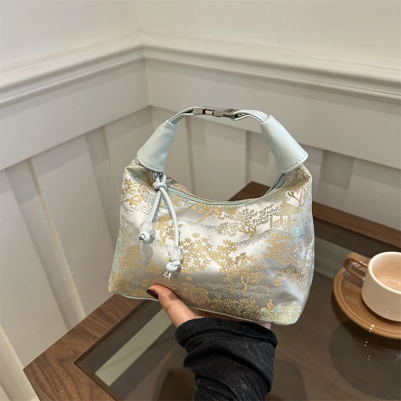 New Chinese Style Fine Embroidery Ladies Handbags 2025 Summer Fashion Shoulder Bag Crossbody Daily Party Tote Handbag For Women 7