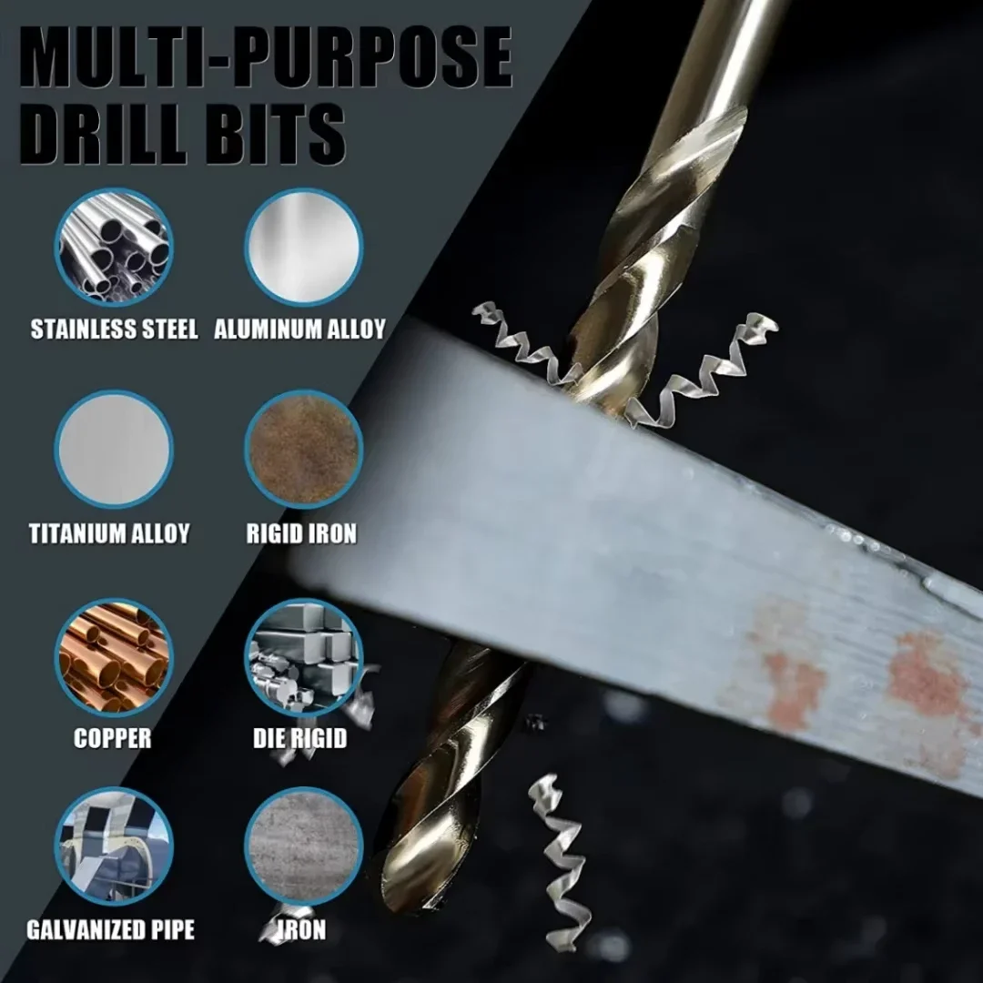 Drill Bit Set 13PCS Metric (3/16"-1/2") Tungsten Carbide Tips for Glass Metal Tile & Concrete Professional Power Tool