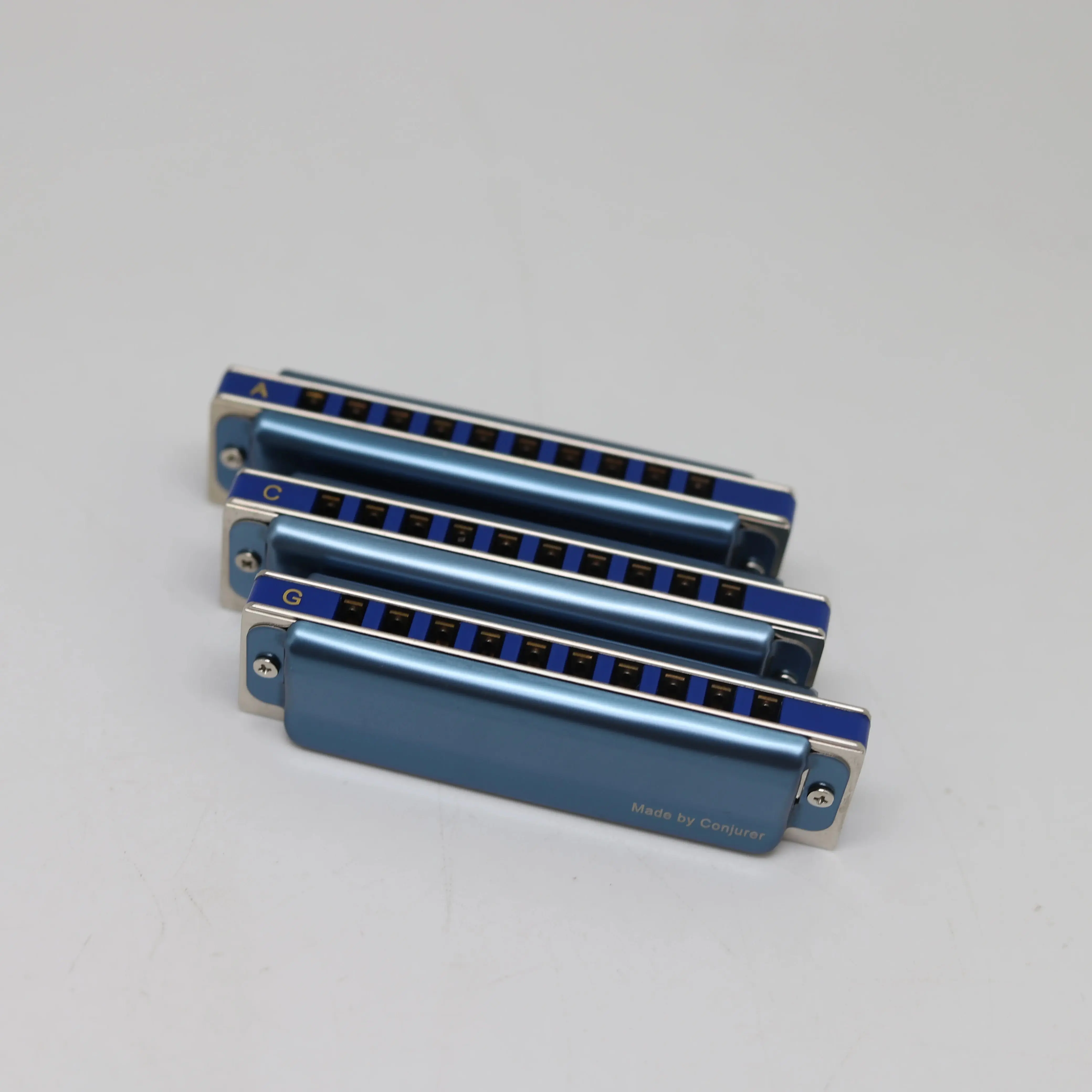 Conjurer 10 hole bluestorm harmonia set of 3 keys A C G for professionals beginners with high grade case
