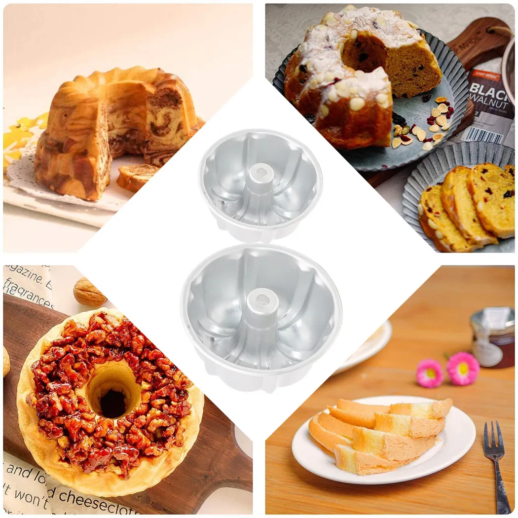 Hollow Non-Stick Chiffon Cake Molds Fluted Ring Cake Tins Pan Bakings Mould Tools Pumpkin Rose Food Making Shape Pans