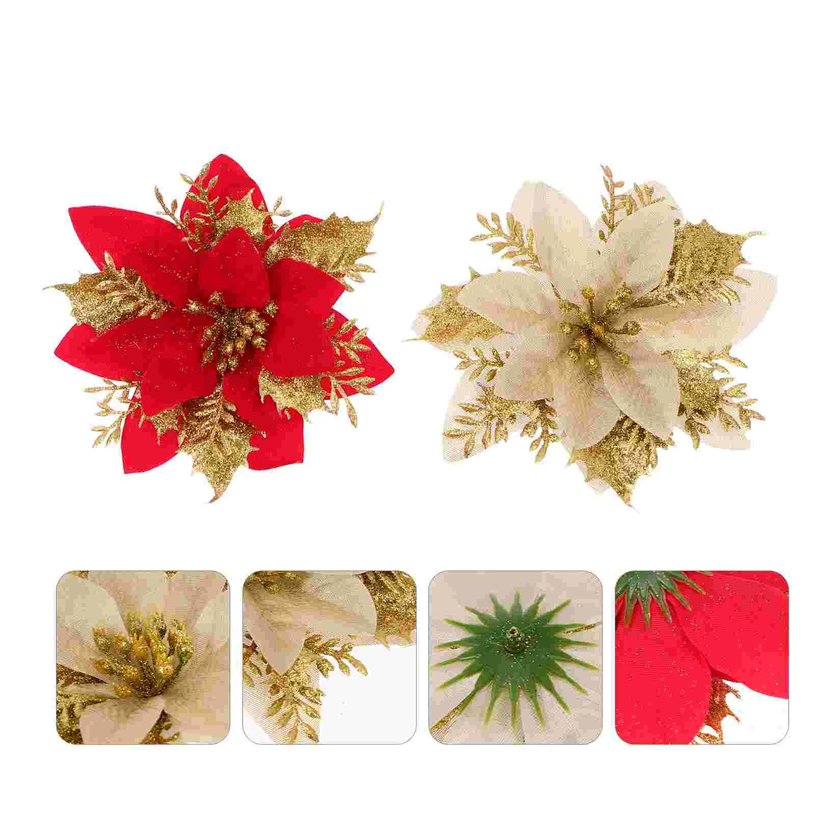 

24 Pcs Christmas Tree Ornaments Flower Party Adornment Artificial Xmas Decor Prop
