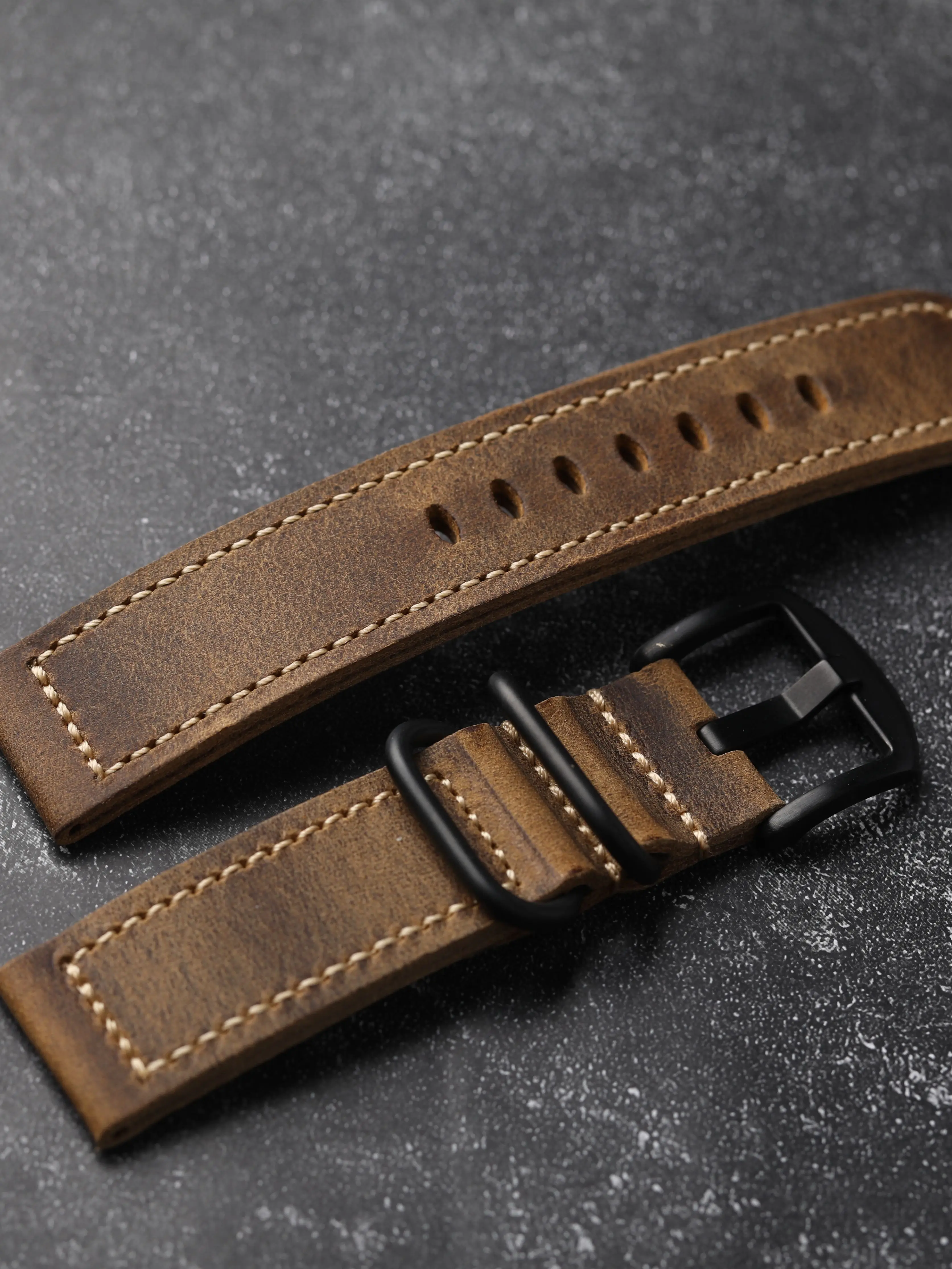 Vintage Crazy Horse Brown Watch Strap 20MM 22MM 24MM Soft and Thick Head Layer Cowhide Watchband