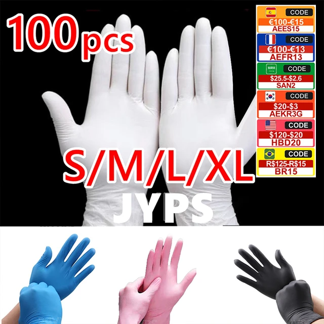 100pcs Gants en nitrile noir 7mil Cuisine Gants en latex synthétique  jetables pour gants de nettoyage de cuisine ménagers sans poudre