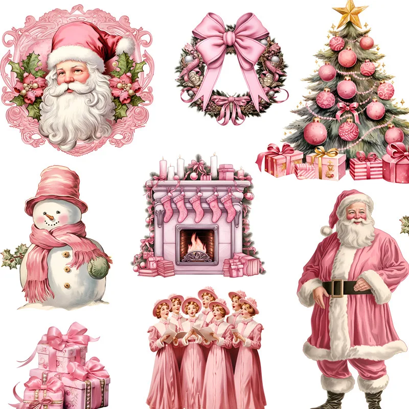 20Pcs/Pack Pink Christmas Sticker DIY Craft Scrapbooking Album Junk Journal Decorative Stickers