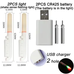 LED Fishing Light Stick with USB Rechargeable Battery - Luminous Night Tackle Fluorescent Lamp (2 flash)