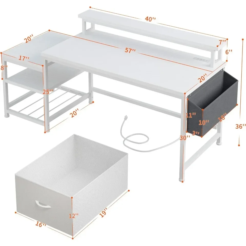 Ergonomic Gaming Desk with Storage and Charging Station