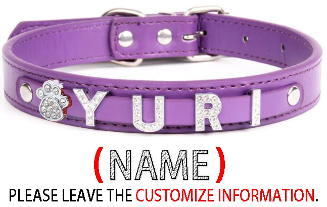 Cute Puppy Adjustable Personalized Dog Collar Rhinestone Bling Charms Custom Pet Name Colorful Collars for Chihuahua Yorkshire 