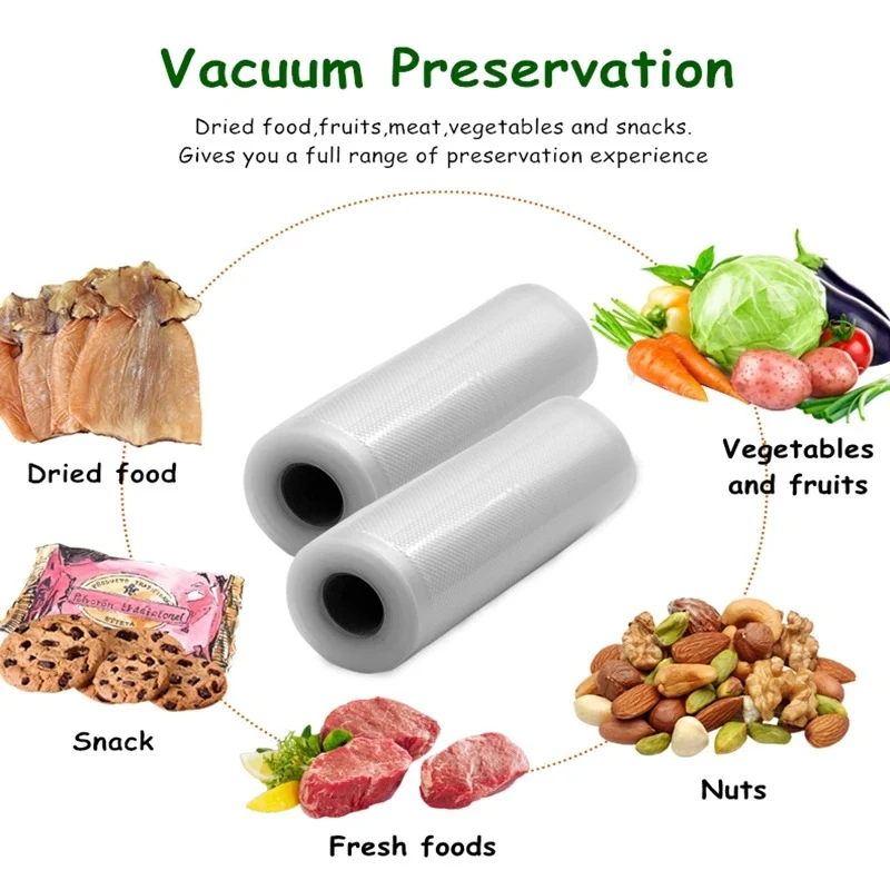 

Vacuum Bags for Food Vacuum Sealer Food Fresh Long Keeping 12+15+20+25+30cm*500cm Rolls/Lot Bags for Vacuum Packer Cooking