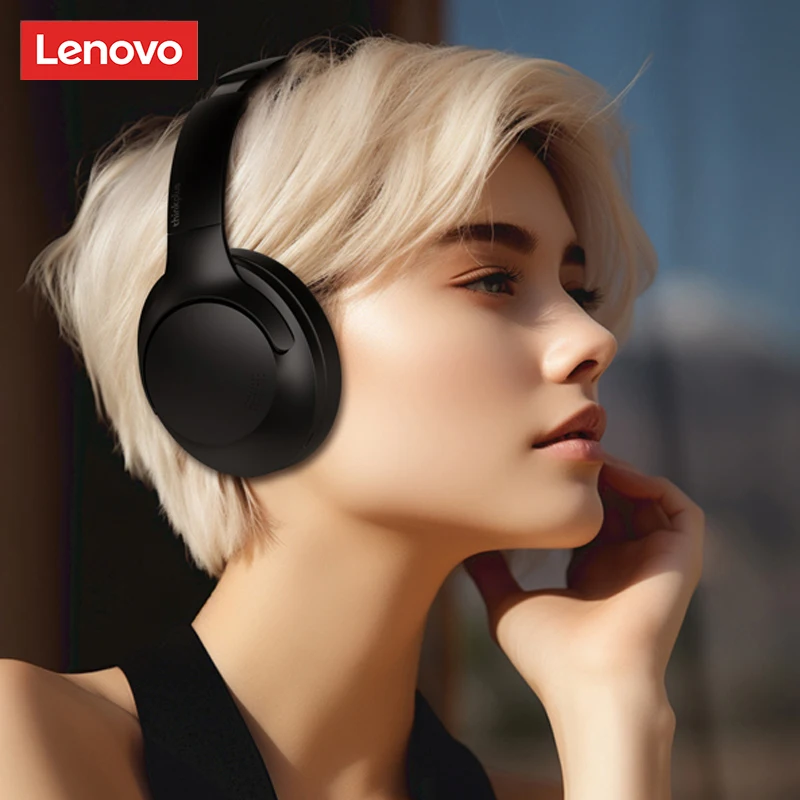 Lenovo 무선 블루투스 5.4 헤드폰, 트루 하이브리드 액티브 노이즈 감소 헤드셋, HiFi 공간 오디오 헤드 추적 이어버드, Th46