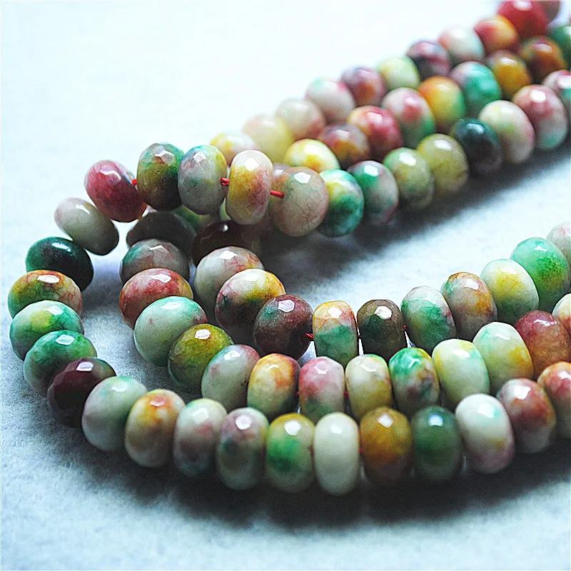 

64PCS Natural Multi Color Of Jade Stone Strings Faceted Abacus Shape 6X10MM For Women Necklace Designs Jewelry Accessories