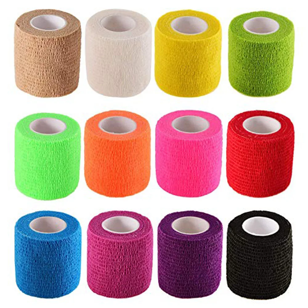 

6Pcs Colorful Sport Self Adhesive Elastic Breathable Bandage Wrap Tape Elastoplast For Knee Support Pads Finger Ankle Palm