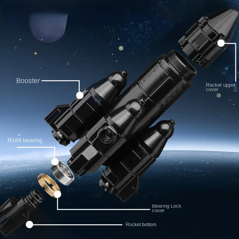 Metal Explorer Rocket Gyro Toy Black Tech Stress Relief Finger Rotation Antistress Adult Gift Fidget Spinner Art Desk Ornaments