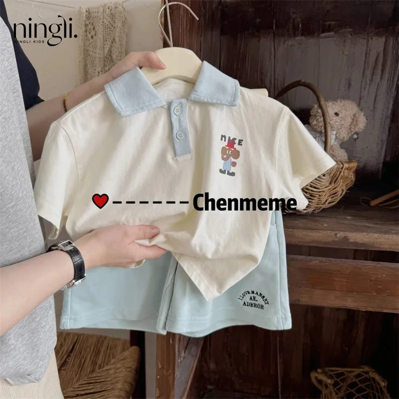 Girls' Summer Sweet Cool Style Simple Embroidery Contrast Color Stitching Lapel Short SleeveTT-shirtpoloCollar top