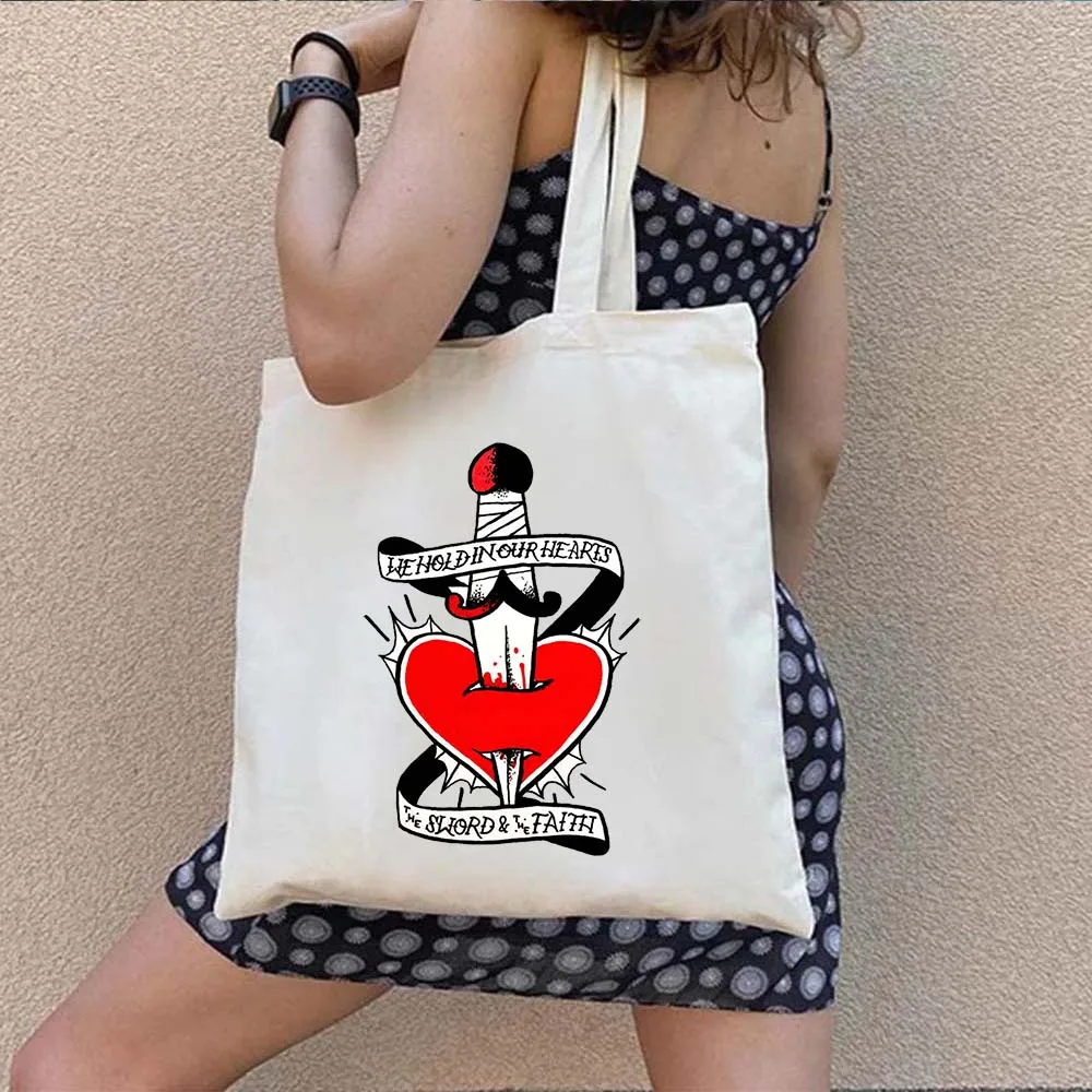 thumbnail image 1 of My Chemical Romance Mcr Dead Hell Heaven Flower i'm not okay Bolsos de lona para mujer, bolsos de hombro estilo Harajuku, 1 of 5
