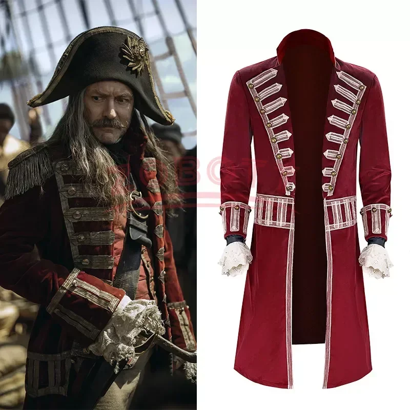 

Костюм для косплея Питер Пен Венди, капитан крючок, Женский костюм для косплея, средневековая красная одежда, куртка, костюмы для Хэллоуина