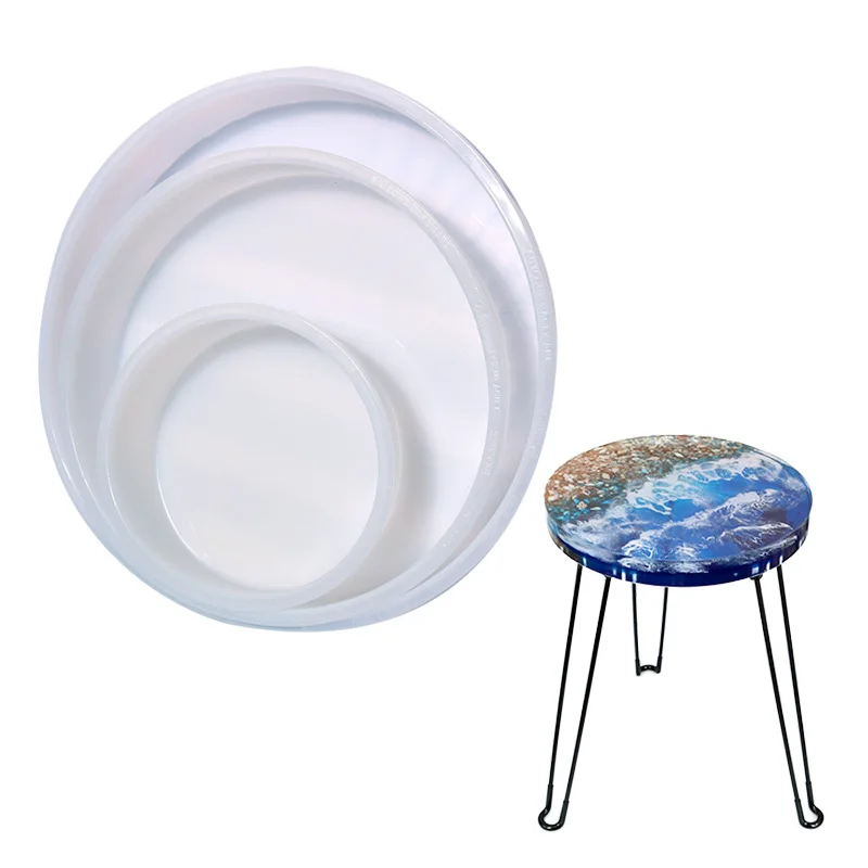 DIY Oversize 14 Inch Round Table Epoxy Silicone Mold Table Bracket Cutting Board Desktop Decoration Resin Silicone Mold