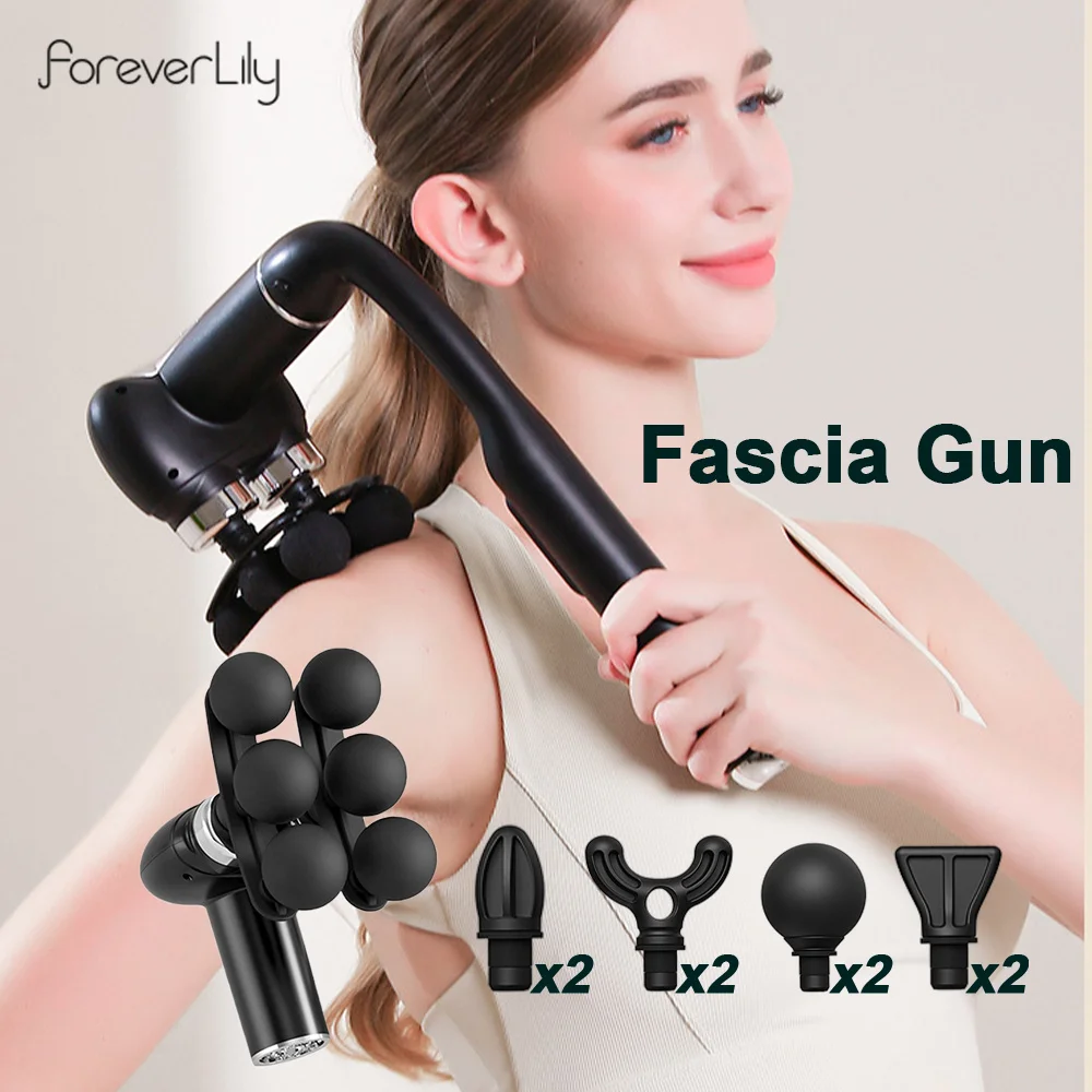 6-Heads Handhel Fascia Gun High Frequency Vibration Body Massage Gun Neck Shoulder Waist Back Handle Massager Fascia Masajeador_voghion.com