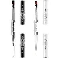 2Pcs Dual-ended Nail Design Brushes Rhinestone Handle UV Gel Nail Brush Set Professional Nail Art Tools 1