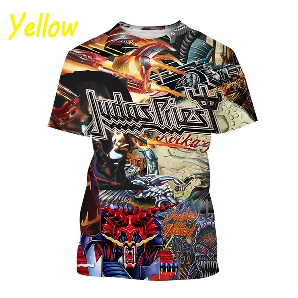Men Short Sleeve Vintage T-shirt Metal Judas Priest Band 3D Print