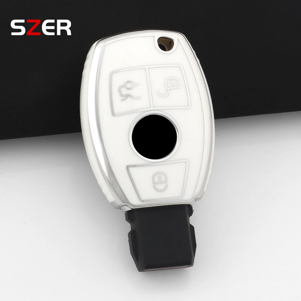 Pink TPU Car Key Case Shell Keychain for Mercedes-Benz Accessories