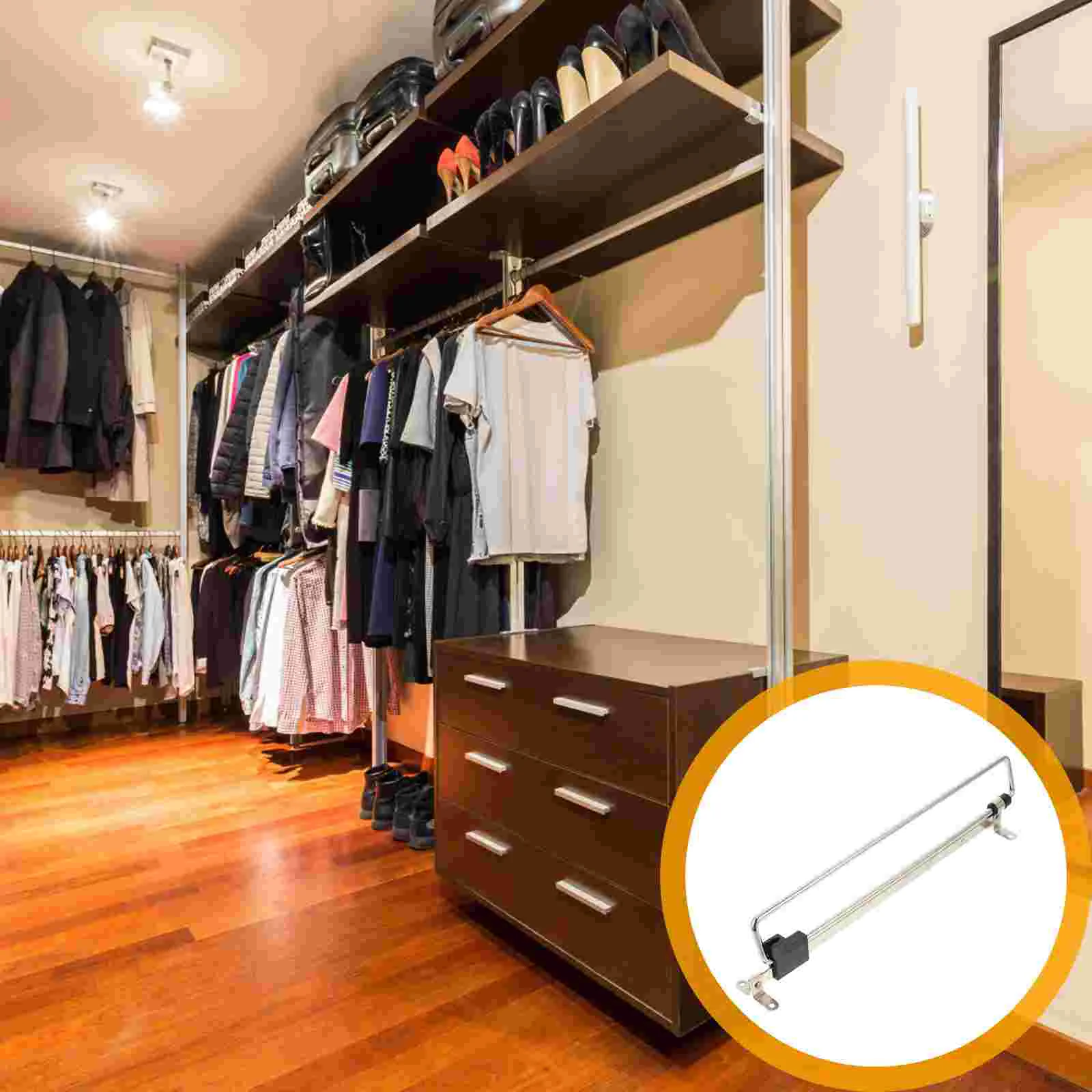 

Retractable Closet Wardrobe Rail Clothes Hanger Towel Coat Racks Rod Space Saving Pants Tie Storage Shelf Closet Organizer
