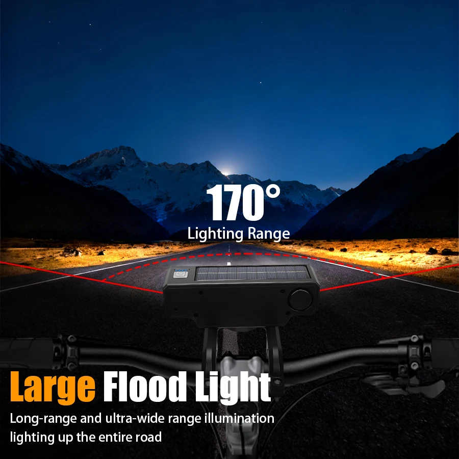 USB Rechargeable Bike LED Front Light With Cycling Bike Horn Waterproof Bicycle Bell Front Light Easy To Instal Night Riding