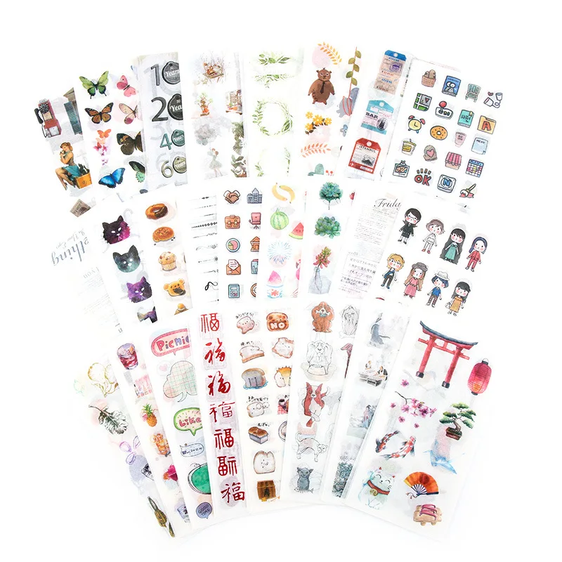 6Pcs 신선한 식물 동물 음식 와시 스티커, 저널 스크랩북 일기 앨범을위한 장식 스티커 DIY 공예 장식