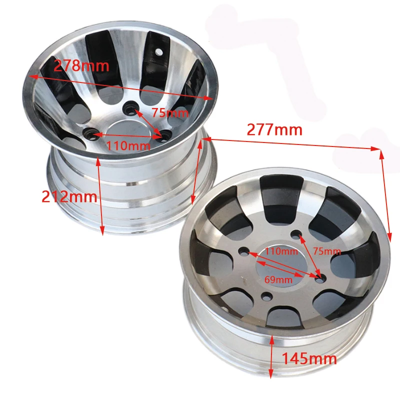 10-inch Aluminum Alloy Front and Rear Wheels atv wheel cover for Four-wheel Vehicles, ATV, Go-karts, Tires22/20X10-10 23/21X7-10