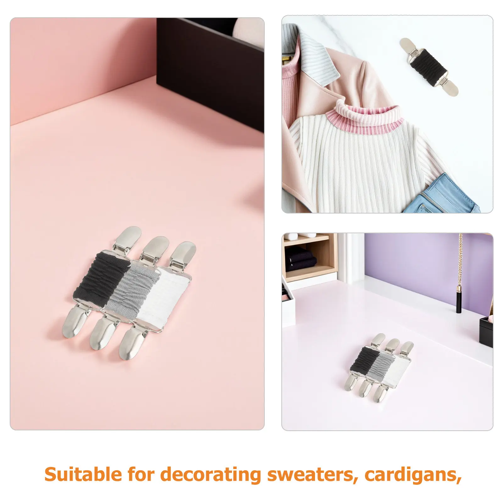 6Pcs 여성용 안티 숄 클립 카디건 클로저 레트로 셔츠 허리 신처 탄성 드레스 신처 클립 사무실 파티 공