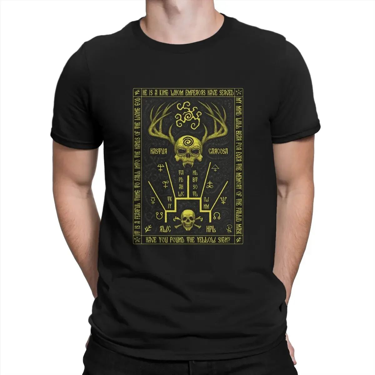 

Забавные футболки Hastur Schema из 100% хлопка с коротким рукавом, футболки Ховард Phillips Lovecraft Hastur, Мужская футболка с круглым вырезом, одежда