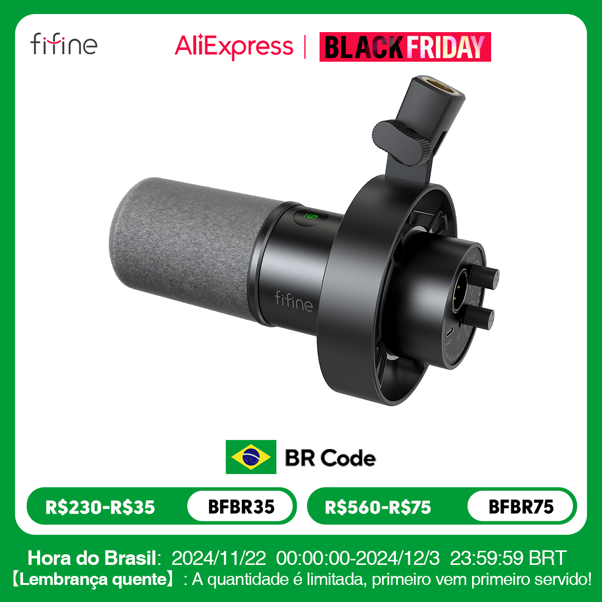 FIFINE USB/XLR Dynamic Microphone with Shock Mount,Touch-mute,Headphone Jack&Volume Control,for PC or Sound Card Recording -K688