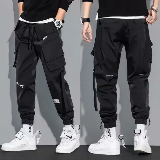 thumbnail image 1 of Pantalones Cargo Apilados Negros Para Hombre Para Hombre Hip Hop Moda Callejera Ropa De Algodón Barata Y2k Talla Grande Largo Más Barato Casual, 1 of 5