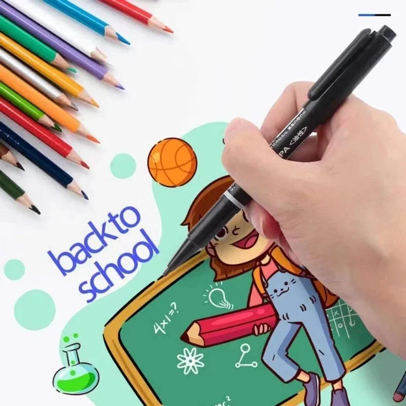 영구 방수 양면 마커 펜, 파인 포인트 펜촉 마커 펜, 레드 블랙 블루 잉크, 0.5mm-1mm, 6 개