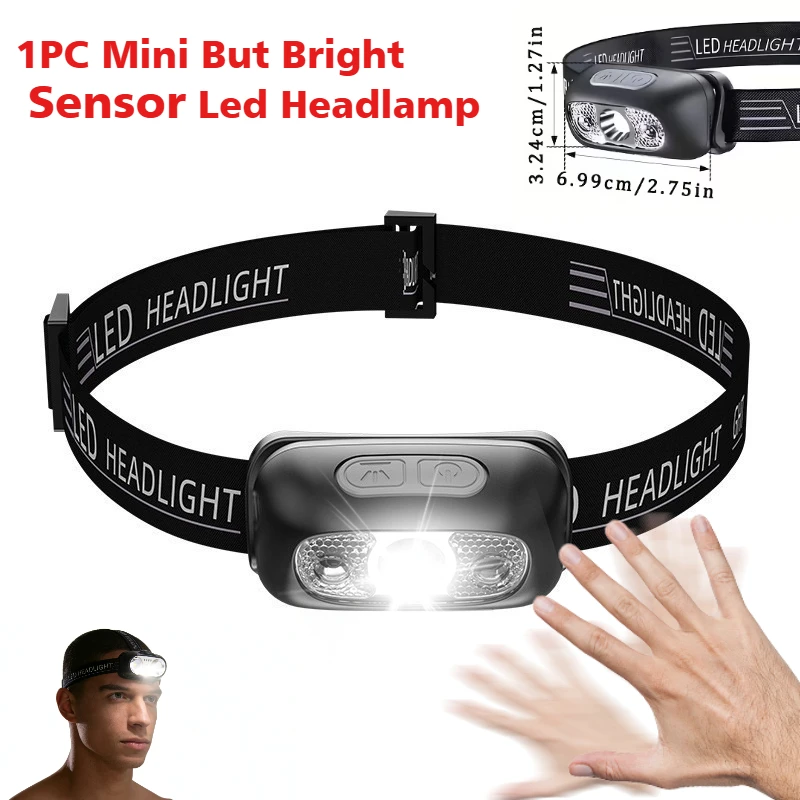 Rechargeable LED Sensor Headlamp with Built-in Battery