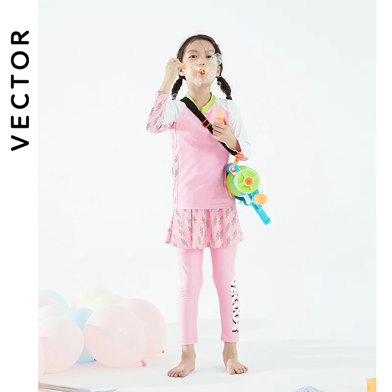 VECTOR Brand Children's Swimsuit Sunscreen Swimsuit Bikini Breathable Split Suit Summer Beach Long-sleeved Swimsuit Can Be Split