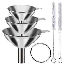 Premium Stainless Steel Funnel Set - Food Grade Metal for Easy Bottle Filling and Spice Transfers (3/5 Pieces) (5pcs Set)