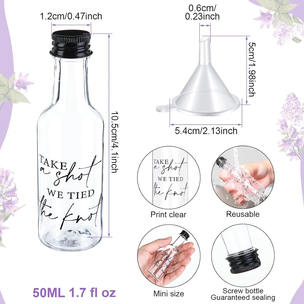 1.7 OZ Mini Liquor Bottles Small Plastic Spirit Bottles Wedding Mini Wine Bottles Plastic Alcohol Shot Bottles Party Favors 2