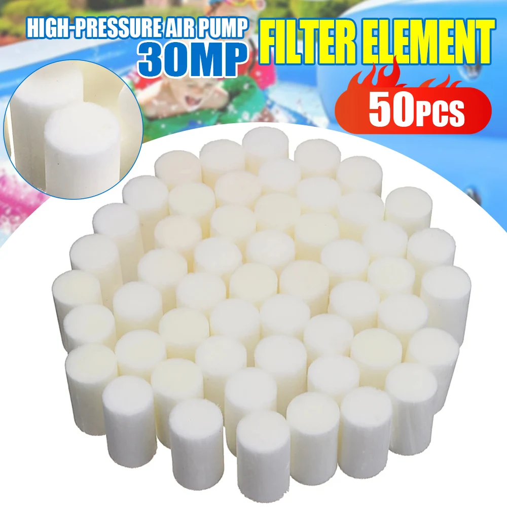 Hand Pump Filter Elements 50Pcs High Pressure Pump Filter Element Refill 30MPa Fiber Cotton Filters For Water Purify Air Compressor System Replacement Kit