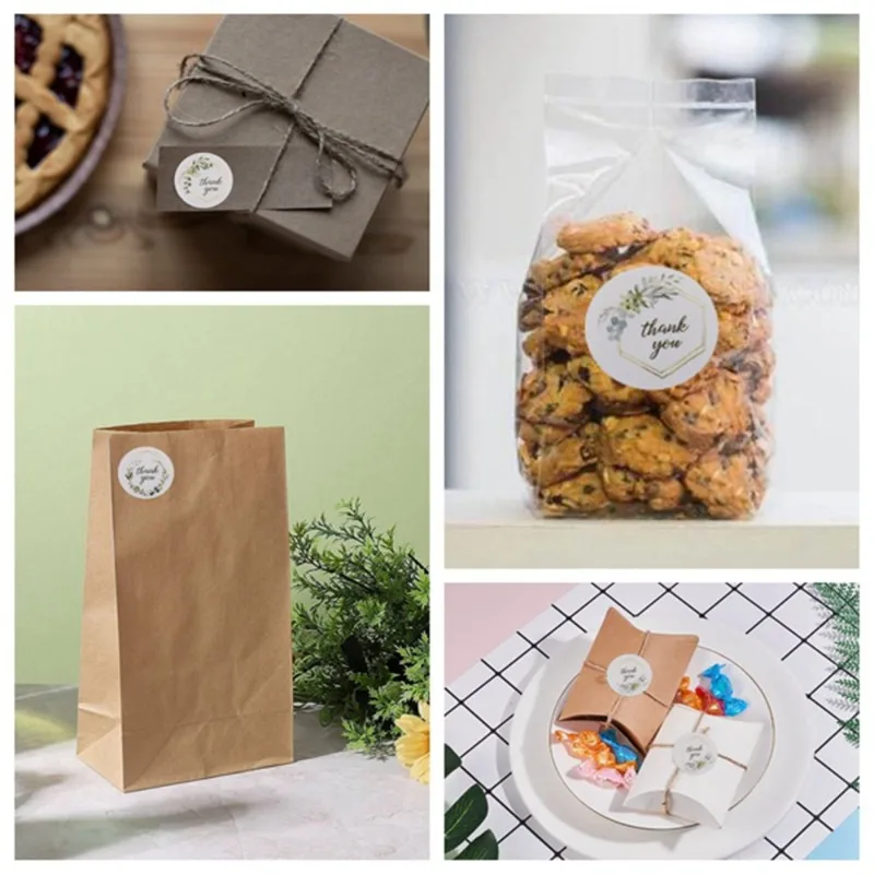 Floral Thank You Adhesive Labels for Scrapbooking Envelope Sealing Gift Wrapping Decorative Stationery Stickers