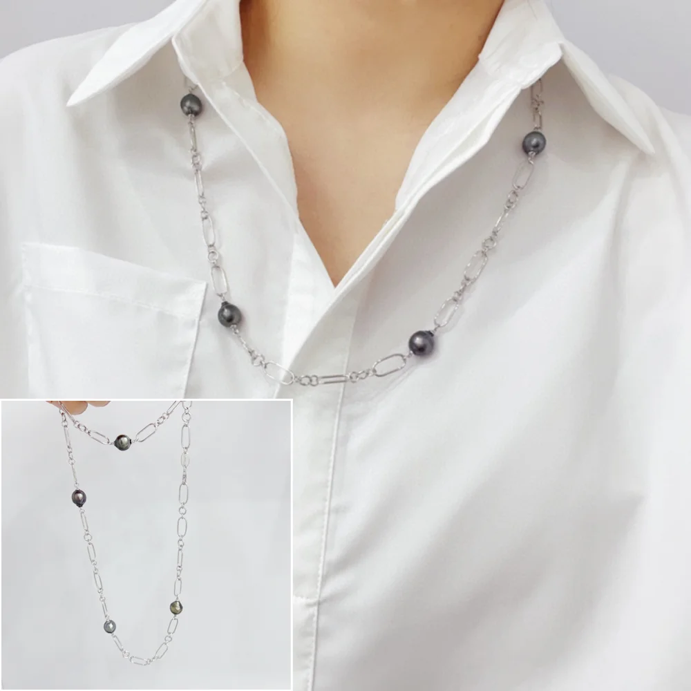 

MeiBaPJ DIY 925 Sterling Silver Accessories 9-10mm Natural Rice Pearls Fashion Strand Necklace Fine Wedding Jewelry for Women