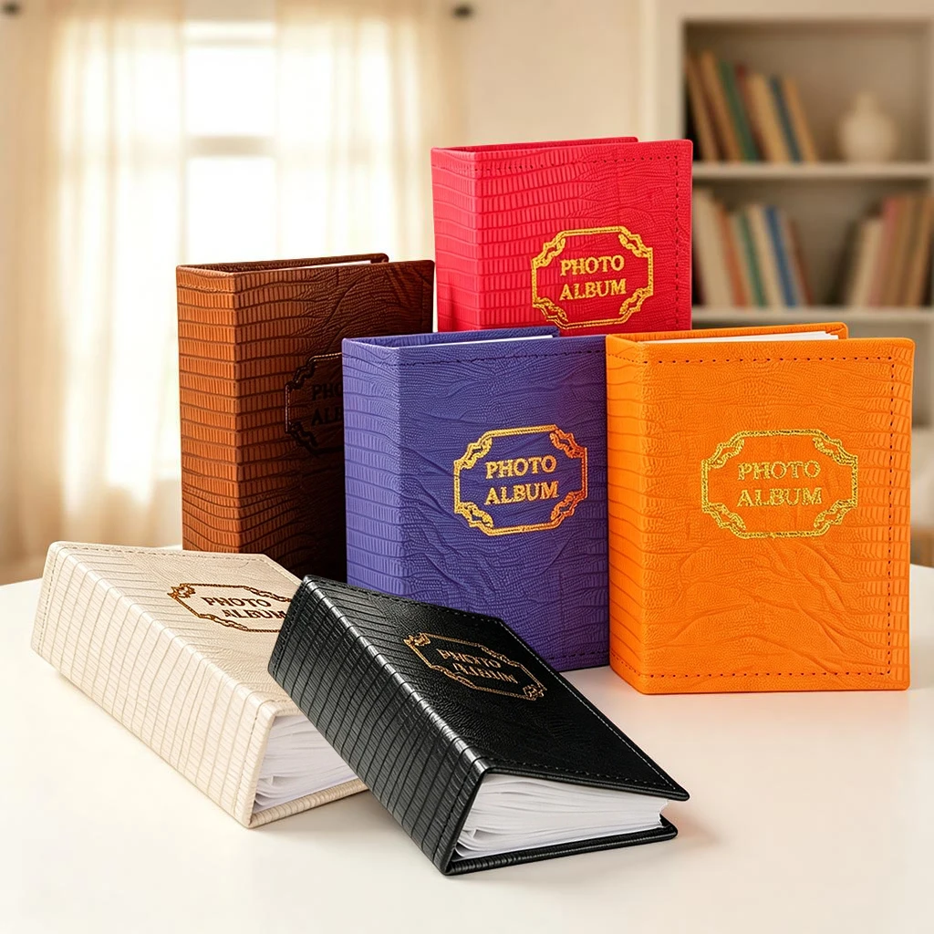 PU 가죽 사진 앨범, 6인치 사진 100/200/300장 수납 가능, 빈티지 골드 엠..