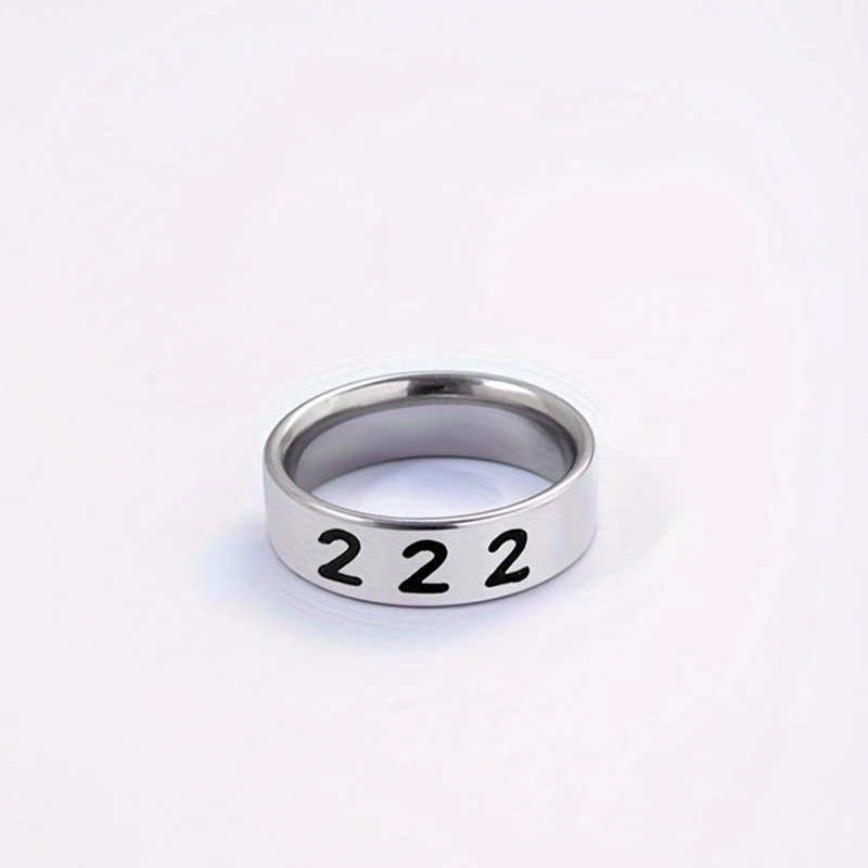 Edelstahl Silber Farbe Engel Nummer Ring für Frauen Männer – Detail 5