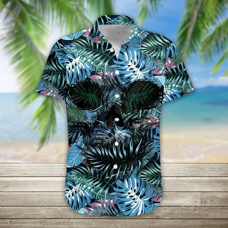 3D Printed Skull Halloween Hawaiian Shirt Summer Short Sleeved Shirts Men Shirts Oversize Camisa Social 5XL Halloween Gift 5