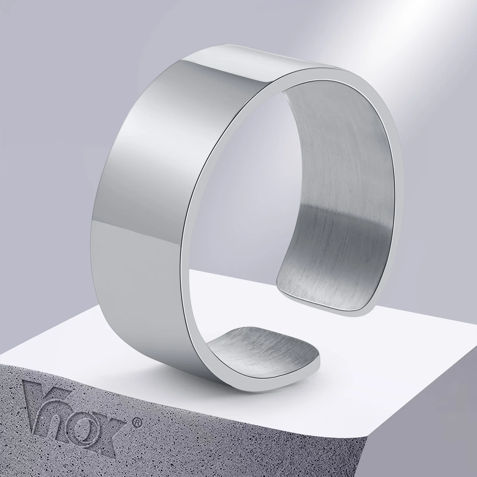 Vnox 6/8/11.5mm Ring for Men, Waterproof Never Fade Stainless Steel Finger Band, Reszibale Plain Classic Basic Punk Ring